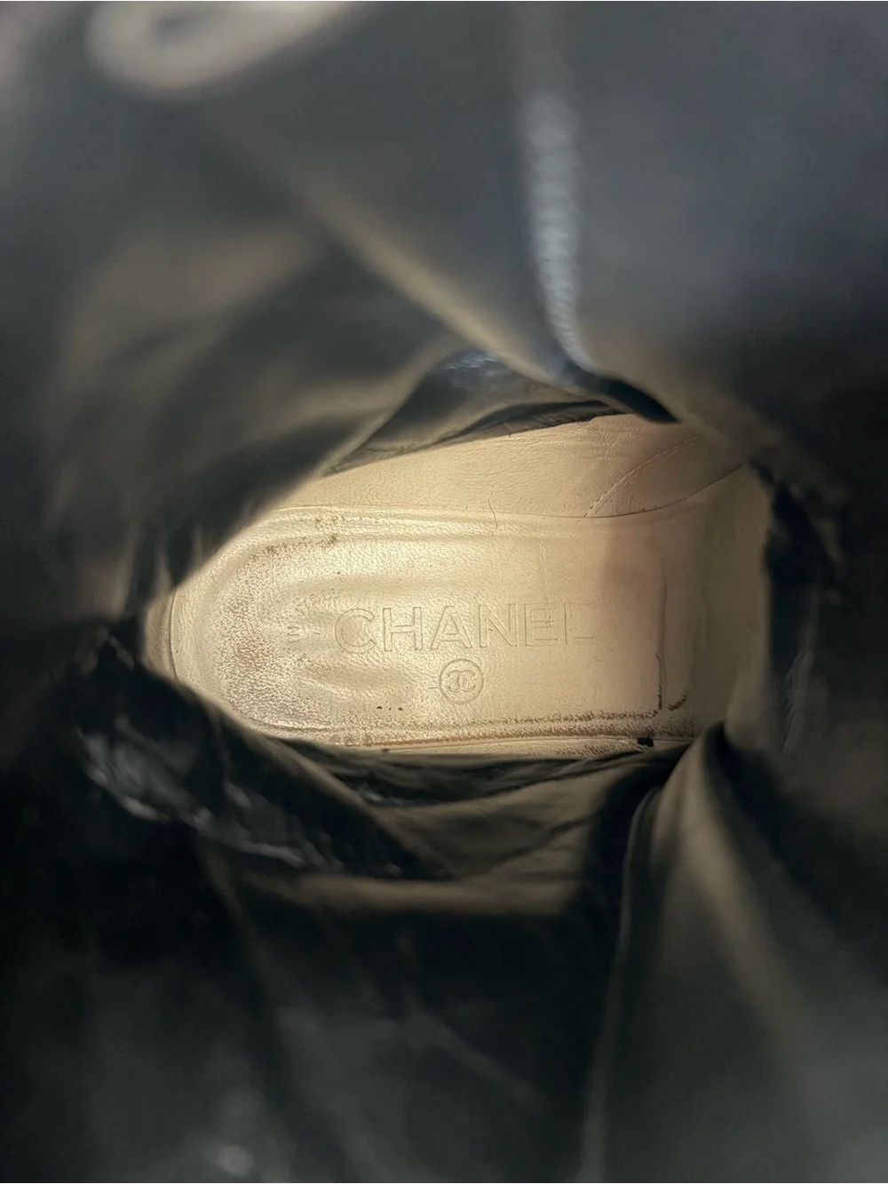 Chanel Iconic Logo Classic Calfskin Leather Diamond Stitch Combat Boots  size 37
